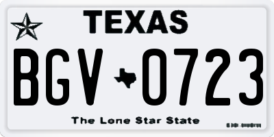 TX license plate BGV0723