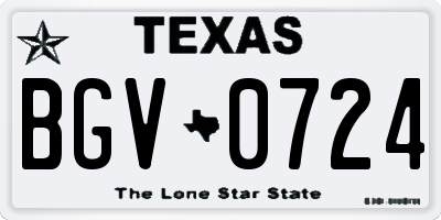 TX license plate BGV0724