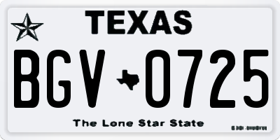 TX license plate BGV0725