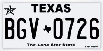 TX license plate BGV0726