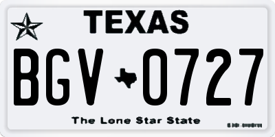 TX license plate BGV0727