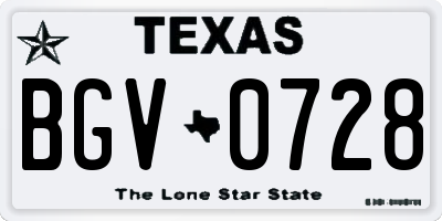 TX license plate BGV0728