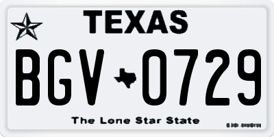 TX license plate BGV0729