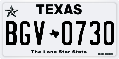 TX license plate BGV0730