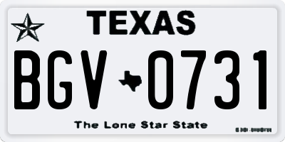 TX license plate BGV0731