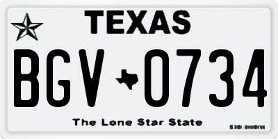TX license plate BGV0734