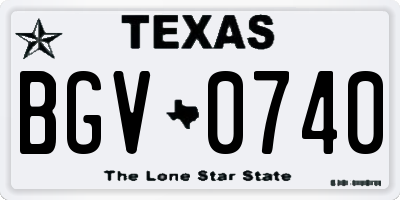 TX license plate BGV0740