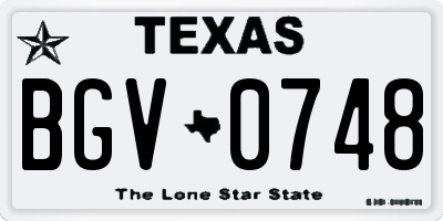 TX license plate BGV0748