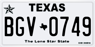 TX license plate BGV0749