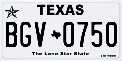 TX license plate BGV0750