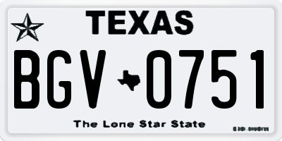 TX license plate BGV0751