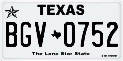 TX license plate BGV0752