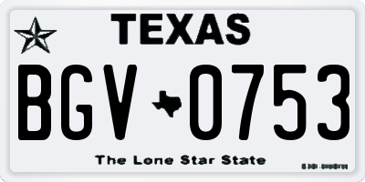 TX license plate BGV0753