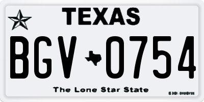 TX license plate BGV0754