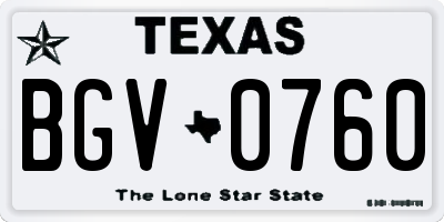 TX license plate BGV0760