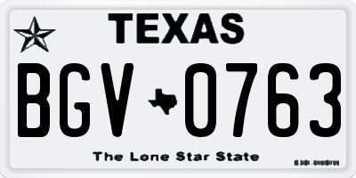TX license plate BGV0763