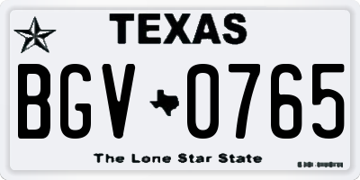 TX license plate BGV0765
