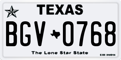 TX license plate BGV0768