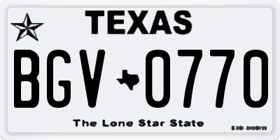 TX license plate BGV0770