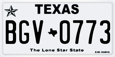 TX license plate BGV0773