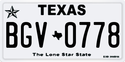 TX license plate BGV0778