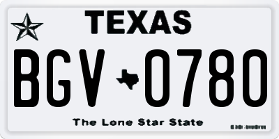 TX license plate BGV0780