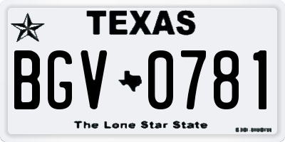 TX license plate BGV0781