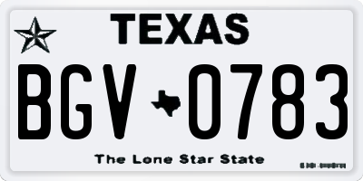 TX license plate BGV0783