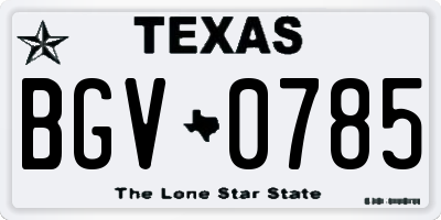 TX license plate BGV0785