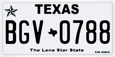 TX license plate BGV0788