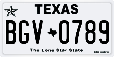 TX license plate BGV0789