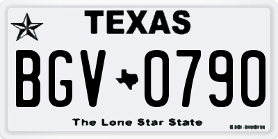 TX license plate BGV0790