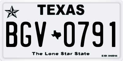 TX license plate BGV0791