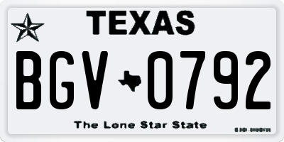 TX license plate BGV0792