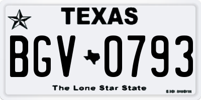 TX license plate BGV0793