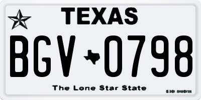 TX license plate BGV0798