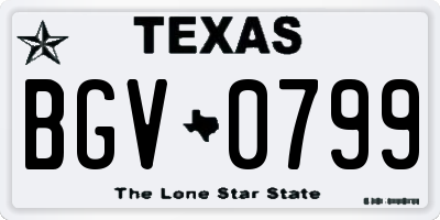 TX license plate BGV0799