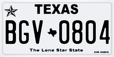 TX license plate BGV0804