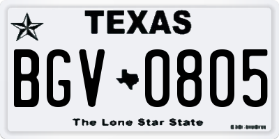 TX license plate BGV0805