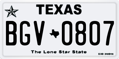 TX license plate BGV0807