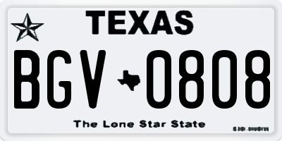 TX license plate BGV0808