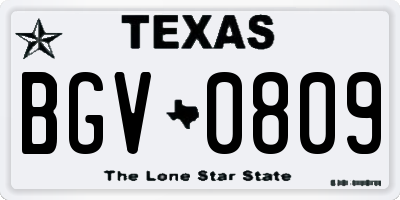 TX license plate BGV0809