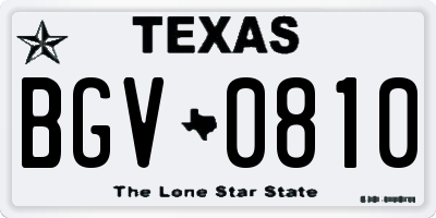 TX license plate BGV0810