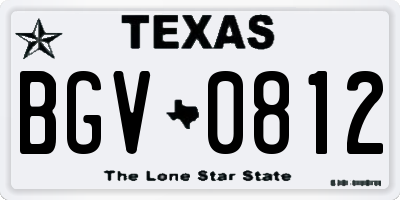 TX license plate BGV0812