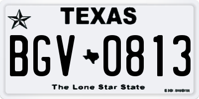 TX license plate BGV0813