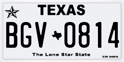 TX license plate BGV0814