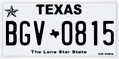 TX license plate BGV0815