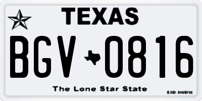 TX license plate BGV0816
