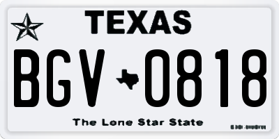 TX license plate BGV0818