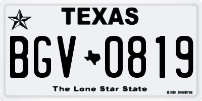 TX license plate BGV0819